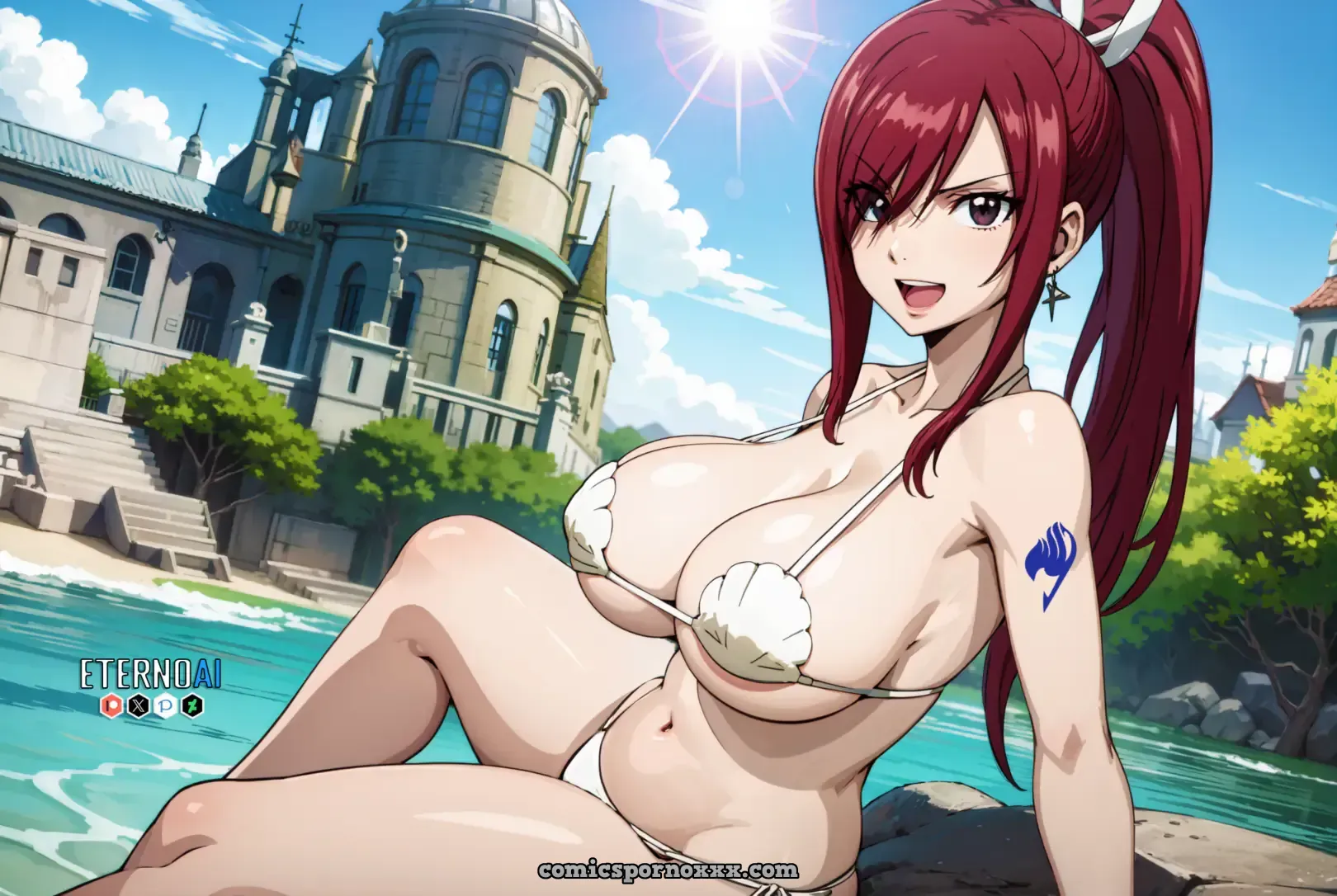 Erza Hentai Naked Sexy Shell Bikini Pics - Page 1